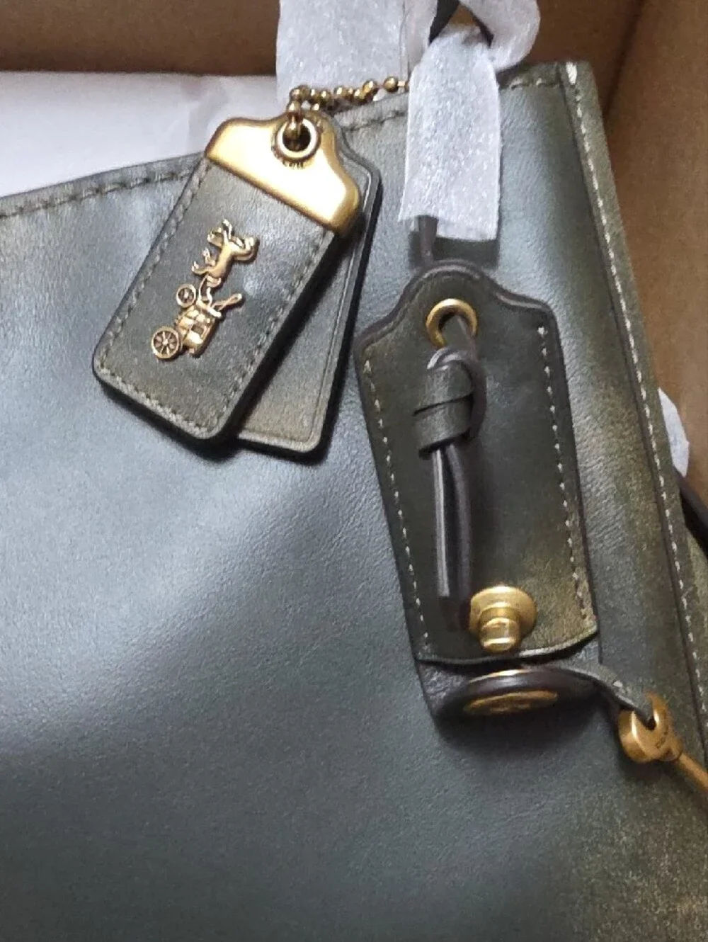 COACH Rogue Bag 31 In Green Loved Leather